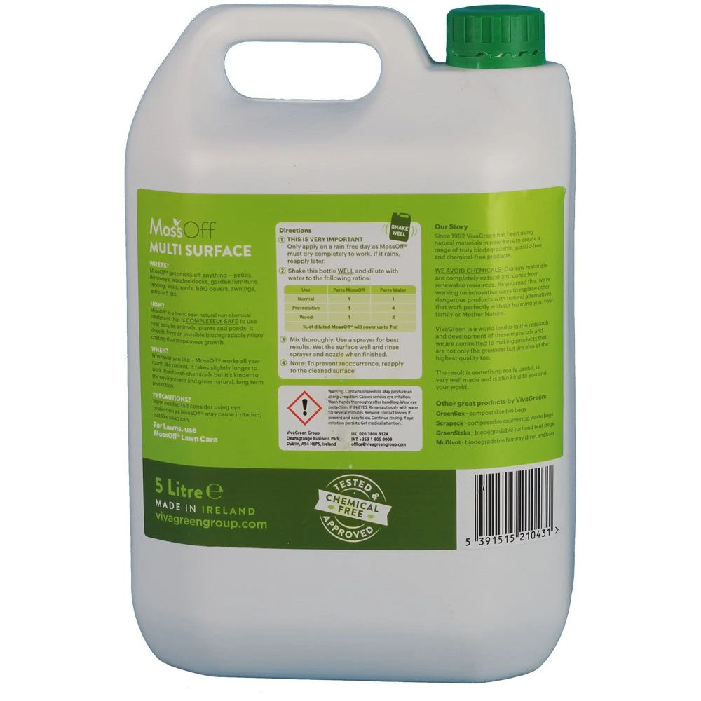 MossOff Chemical Free Multi Surface 5L - Clears Moss & Algae On Hard Surfaces 4 MossOff Chemical Free Multi Surface 5L - Clears Moss & Algae On Hard Surfaces - Image 4